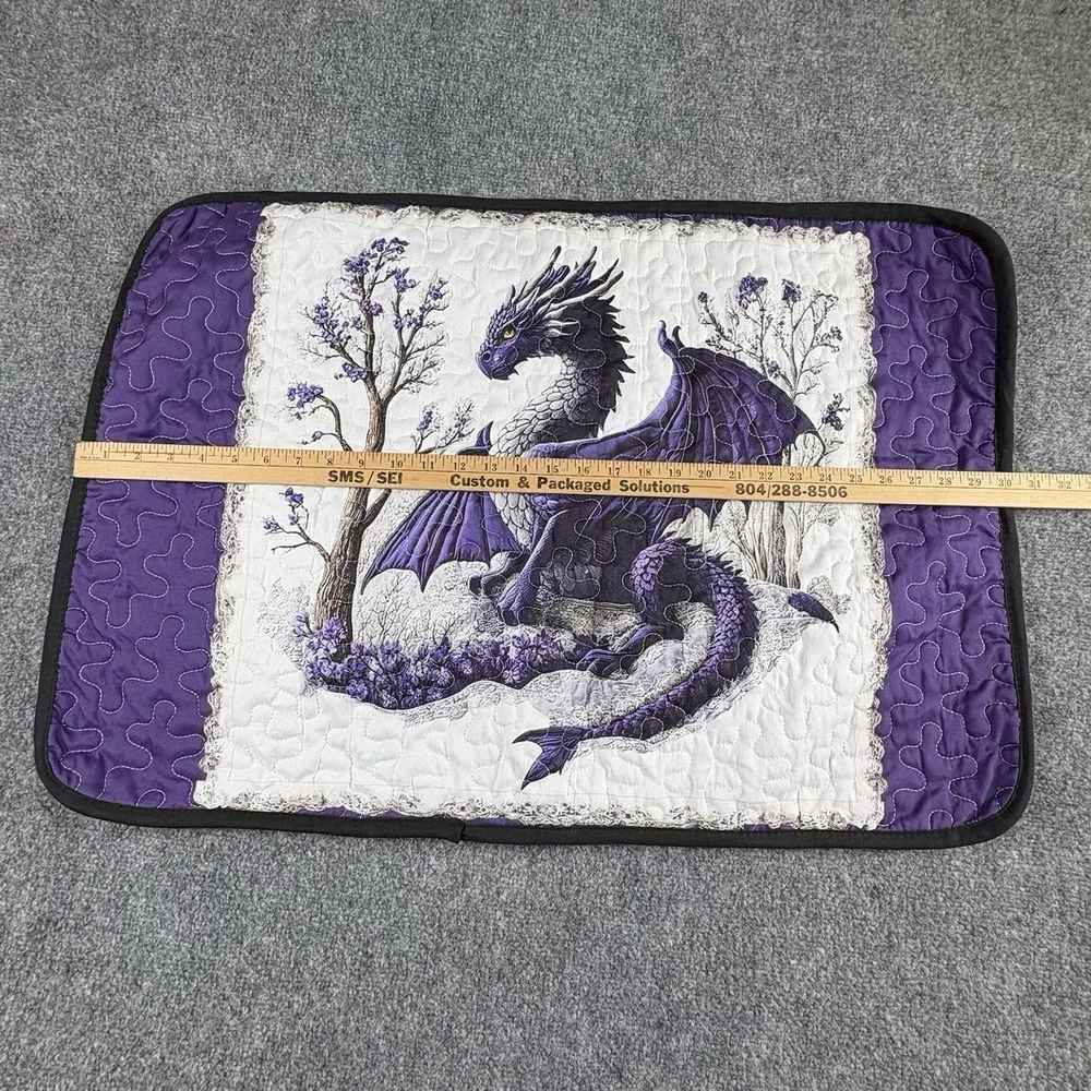 Purple Dragon Quilted Pillow Sham Cover Gothic Fantasy Dragoncore Medieval 30x21